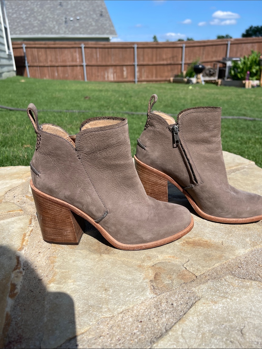 UGG Pixley - Size 10- Taupe Suede Ankle Booties with Block Heel - Women